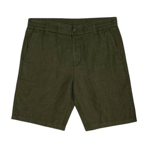 Linnen casual shorts met elastische tailleband Nn07 , Green , Heren