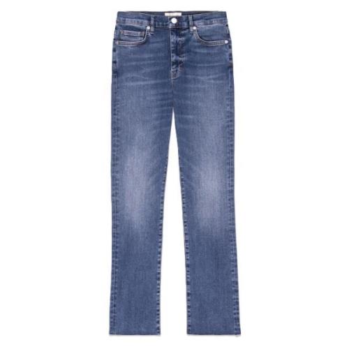 Hoge Rechte Ruwe Denim Jeans Frame , Blue , Heren