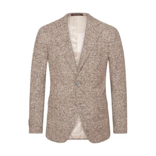 Slim Fit Geruite Blazer Oscar Jacobson , Beige , Heren