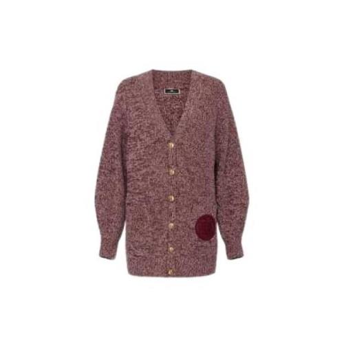 Bordeaux Cream Gemêleerde Cardigan Mk85S C08 Elisabetta Franchi , Brow...