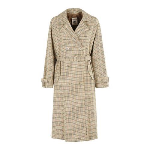 Stijlvolle Trenchcoat voor Vrouwen Semicouture , Beige , Dames