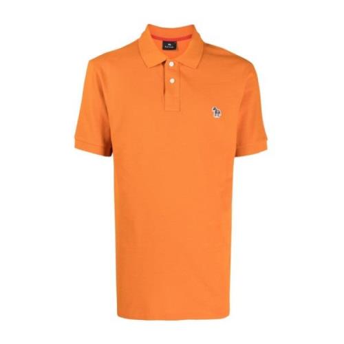 Worteloranje Zebra-Patch Polo Shirt PS By Paul Smith , Orange , Heren