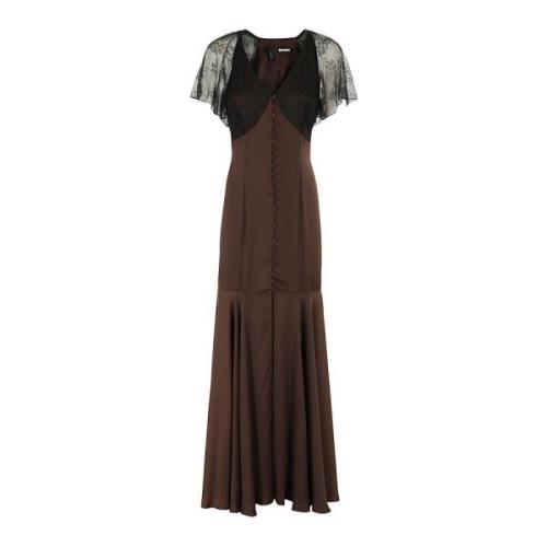 Elegante Kant Maxi V-Hals Jurk Rotate Birger Christensen , Brown , Dam...