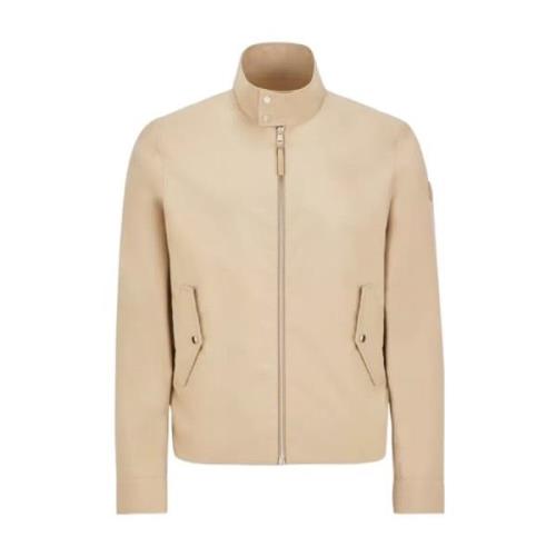 Elegante Beige Jas met Leren Afwerking Moncler , Beige , Heren