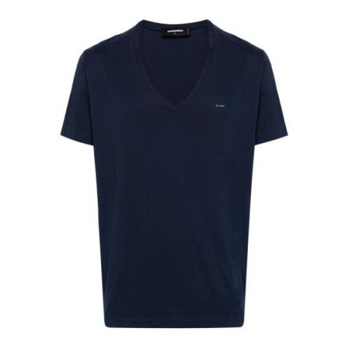 Blauw Logo V-hals T-shirt Dsquared2 , Blue , Heren