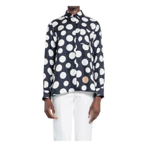 Polkadot Print Blouse Klassieke Kraag Max Mara , Black , Dames