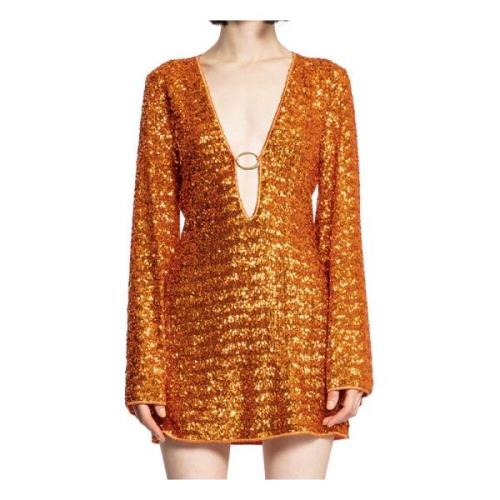 Pailletten V-Hals Kaftan Oseree , Orange , Dames