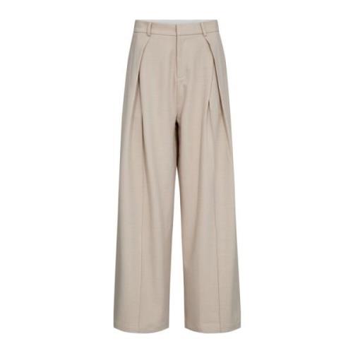 Plooi Lange Broek 199-Bone Co'Couture , Beige , Dames