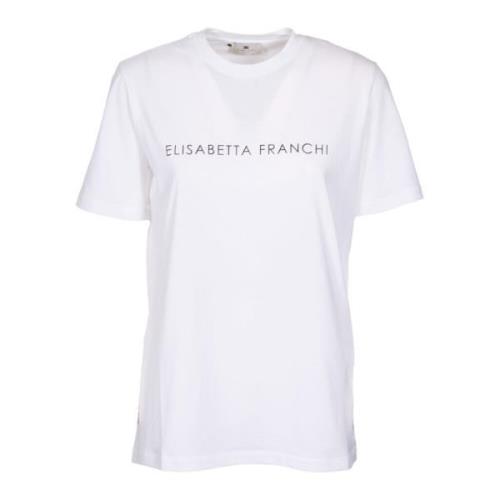 Logo Print Katoenen T-shirt Elisabetta Franchi , White , Dames