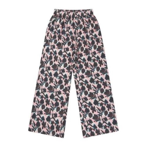 Elegante Zijden Roze Print Broek Munthe , Multicolor , Dames