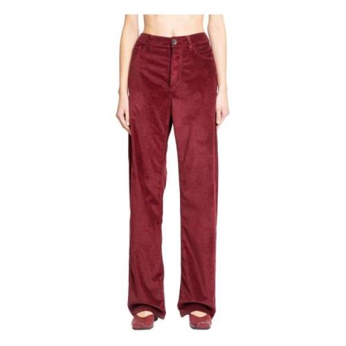 Rode Velvet Straight Leg Broek UMA Wang , Red , Dames