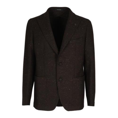 Zuivere Wol Blazer Tagliatore , Brown , Heren