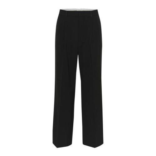 Zwarte Wijde Broek met Persplooien Part Two , Black , Dames