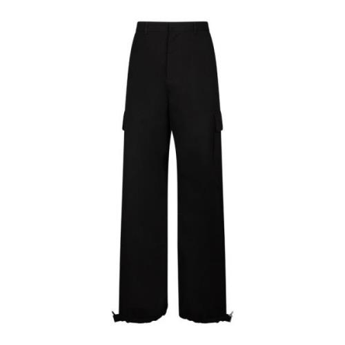 Zwarte Wijde Pijp Broek Off White , Black , Heren