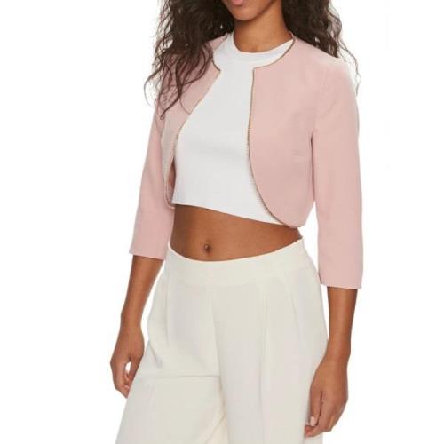 Roze Cropped Blazer met Zirkoon Details Liu Jo , Pink , Dames