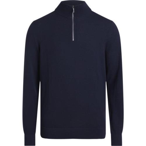 Blauwe Merino Quarter Zip Coltrui Jassen Calvin Klein , Blue , Heren