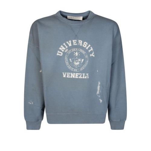 Vintage College Crewneck Sweatshirt Golden Goose , Blue , Heren