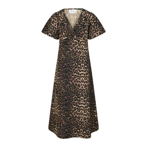 Luipaardprint Jurk Illana Stijl Neo Noir , Brown , Dames