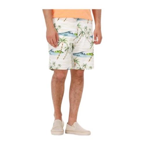 Heren Bedrukte Pima Katoen Shorts Scotch & Soda , Beige , Heren