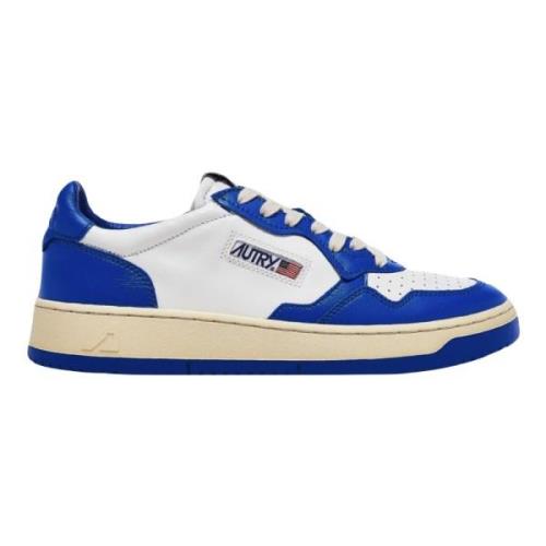 Vintage Leren Sneaker Blauw Wit Alexander McQueen , Blue , Heren