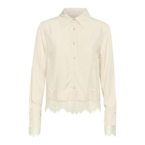 Kanten Blouse Birch Part Two , Beige , Dames