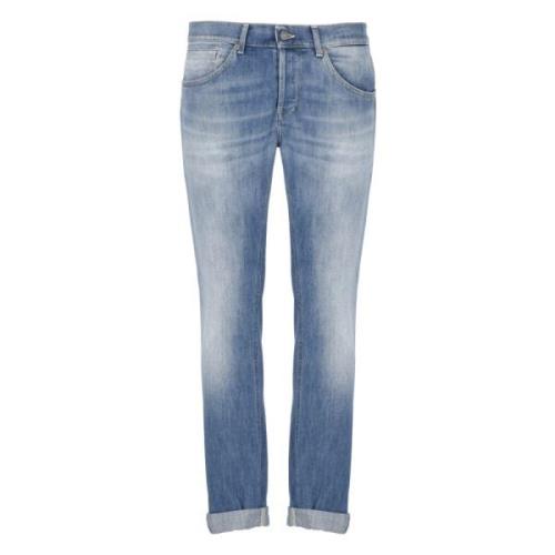 Blauwe Katoenen Jeans met Riemlussen Dondup , Blue , Heren