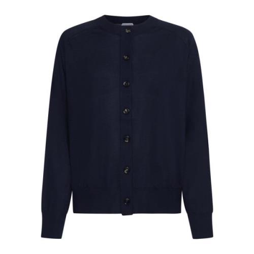 Blauwe Cashmere Cardigan met BV Logo Bottega Veneta , Blue , Dames