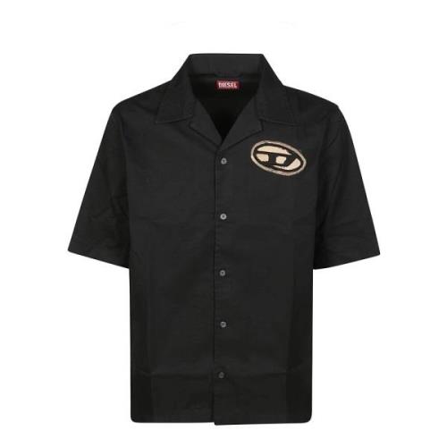 Bowling Shirt Gebleekte Stijl Diesel , Black , Heren