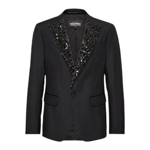 Zwart Pailletten Blazer Dsquared2 , Black , Heren