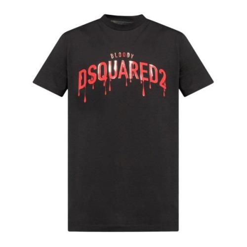 Logo Print T-shirt Zwart Dsquared2 , Black , Heren