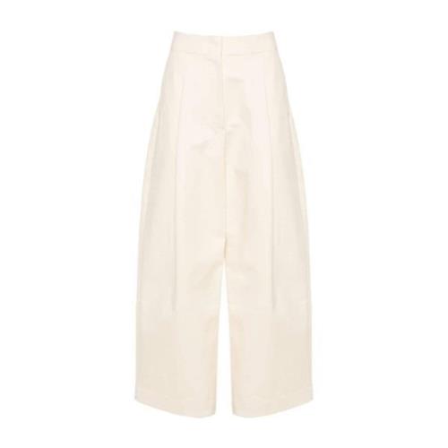 Beige Twill Weave Wide Leg Trousers Studio Nicholson , Beige , Dames