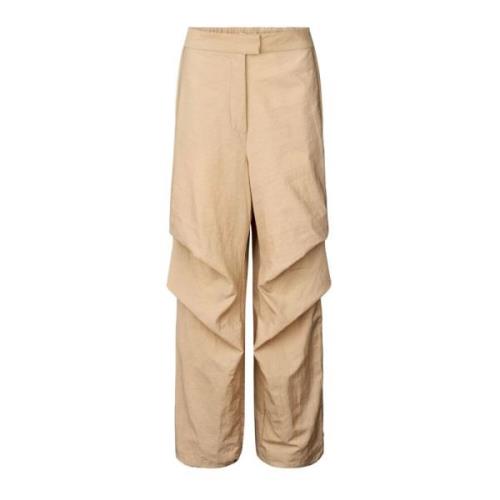 Nylon Bomber Sculpture Broek Rabens Saloner , Beige , Dames