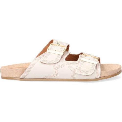 Elegante Beige Sandaal met Stiksels Notre-v , Beige , Dames