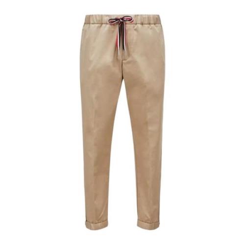 Beige Gabardine Joggingbroek Moncler , Beige , Heren