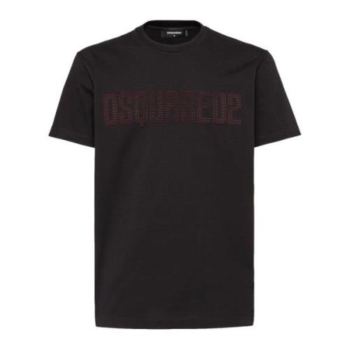 Kristal Logo T-shirts en Polo's Zwart Dsquared2 , Black , Heren