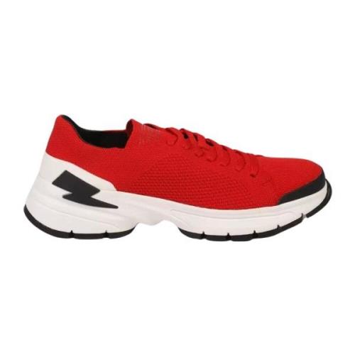 Rode Bolt Sneakers van Technische Stof Neil Barrett , Red , Heren