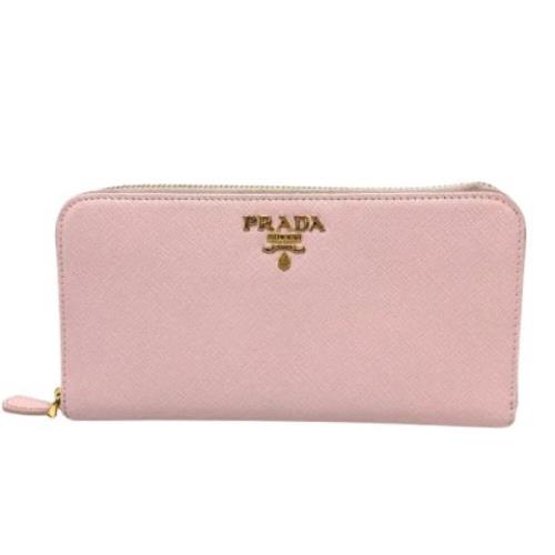 Pre-owned Leather wallets Prada Vintage , Pink , Dames