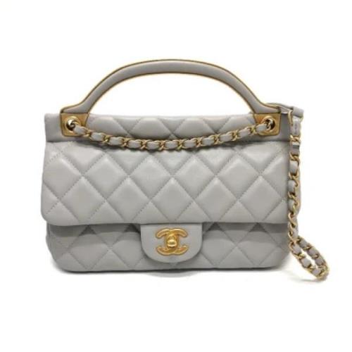 Pre-owned Leather chanel-bags Chanel Vintage , Gray , Dames