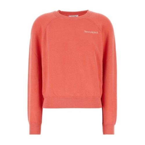 Stretch Katoen Zalm Sweatshirt Sporty & Rich , Pink , Dames