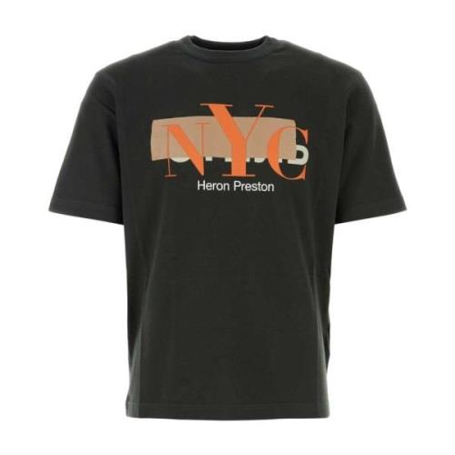 Groene Katoenen T-shirt Heron Preston , Green , Heren