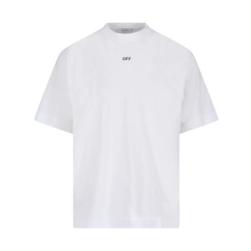 Wit Logo T-shirt Katoen Korte Mouw Off White , White , Heren