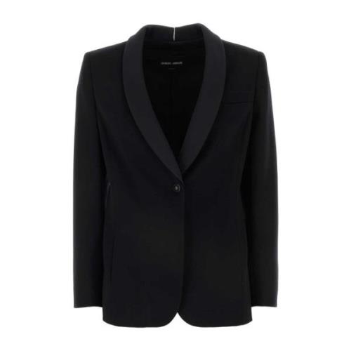 Klassieke Zwarte Wollen Blazer Giorgio Armani , Black , Dames