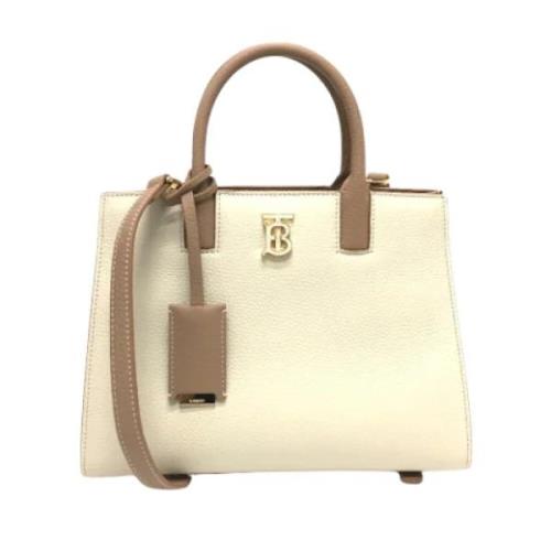 Pre-owned Leather handbags Burberry Vintage , White , Dames