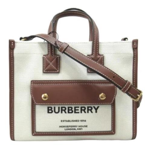 Pre-owned Canvas shoulder-bags Burberry Vintage , White , Dames