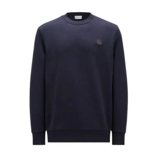 Logo Patch Crew Neck Sweatshirt Moncler , Blue , Heren