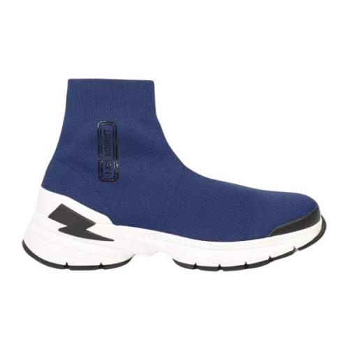 Blauwe Bolt Sock Sneakers met Zijlogo Neil Barrett , Blue , Heren