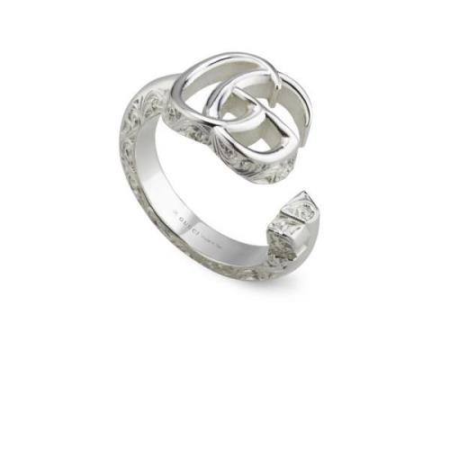 Marmont Logo Zilveren Ring Gucci , Gray , Dames