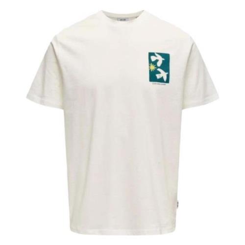 T-shirt Only & Sons , White , Heren