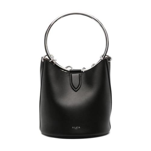 Zwarte Leren Bucket Tas Ring Detailing Alaïa , Black , Dames