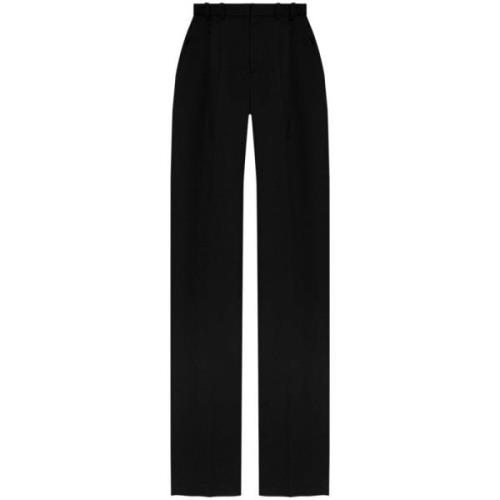 Zwarte Wol Straight Leg Broek Saint Laurent , Black , Dames